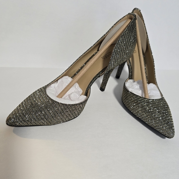 Brand New Michael Kors Nathalie Flex High Pump Black Gold Mesh, Women’s 7.5 - Picture 4 of 17